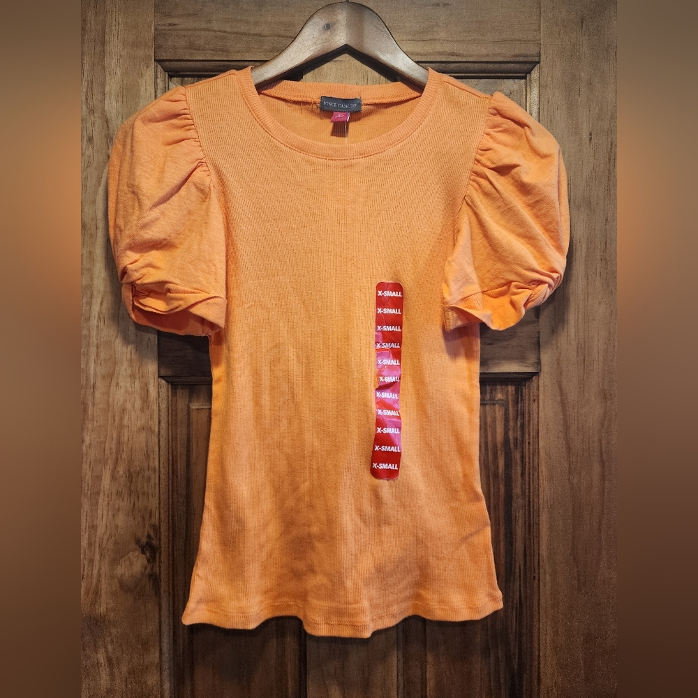 Vince Camuto Orange Puff Sleeve Top